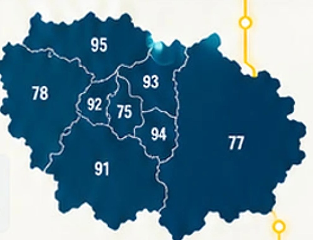 Carte des 8 départements d’Île-de-France couverts